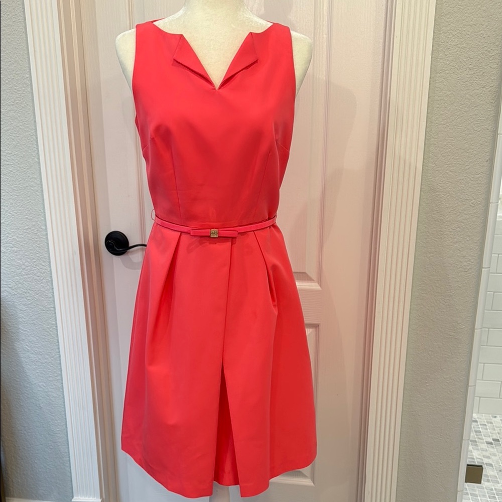 Elegant Coral Sleeveless Dress